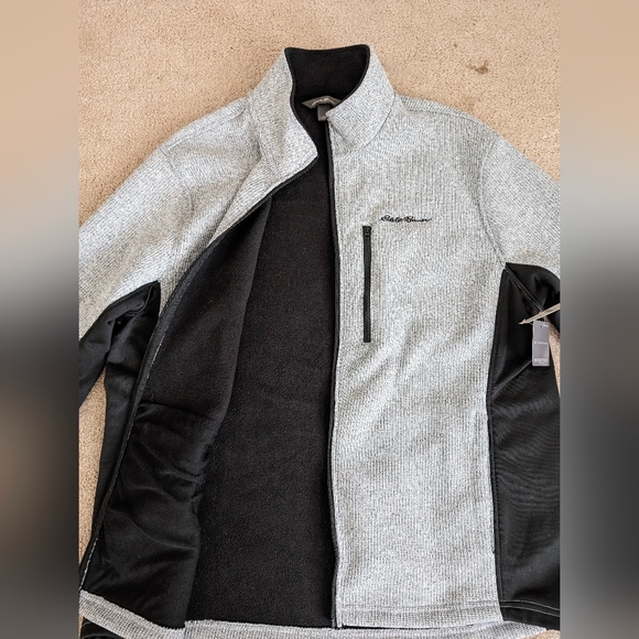 Eddie Bauer Gray/Black Full Zip Knit Jacket NWT - Picture 2 of 9